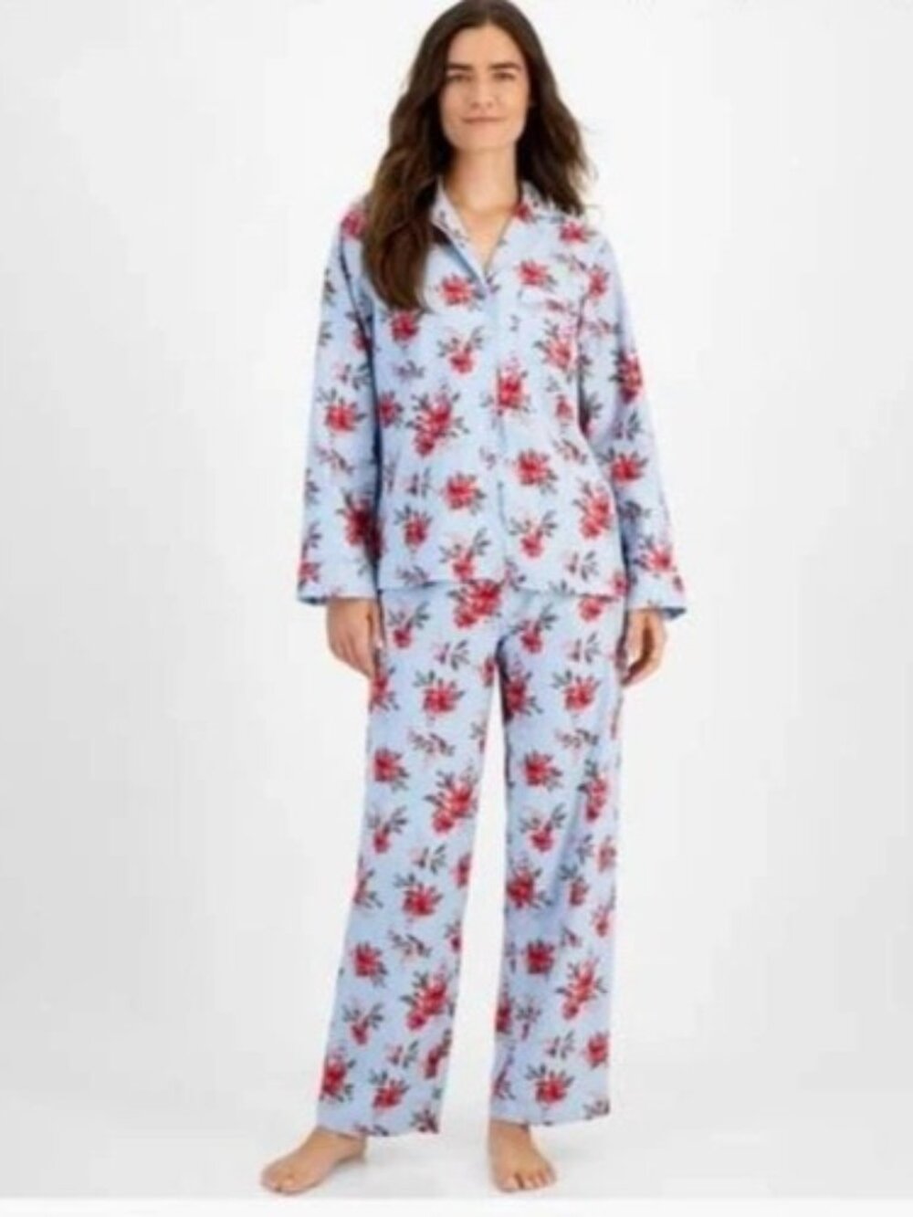 Charter Club Women's Cotton Flannel Pajamas Set Poinsettia XX Large NEW